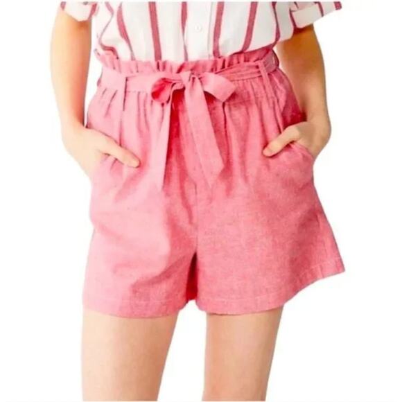 NWOT Draper James Women's Red Linen Paper Bag Shorts Size Small - Picture 1 of 5